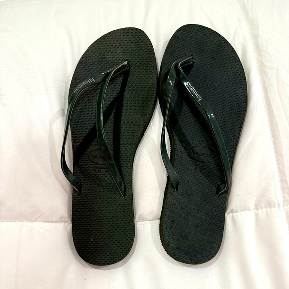 Haviainas women’s green flip flops size 41-42 (10-11) - Picture 2 of 6
